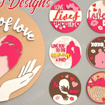 Intra απο ξύλο plywood 3mm-4mm πάχος – Πακέτο σημάτων για την Ημέρα του Αγίου Βαλεντίνου | CNC Δίασταση  20x20 cm INTRAFABR-110186544 - Image 1