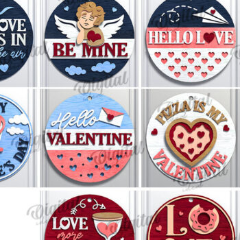 Intra απο ξύλο plywood 3mm-4mm πάχος – Πακέτο λέιζερ στρογγυλών πινακίδων για την ημέρα του Αγίου Βαλεντίνου Δίασταση  20x20 cm INTRAFABR-110122340 - Image 2