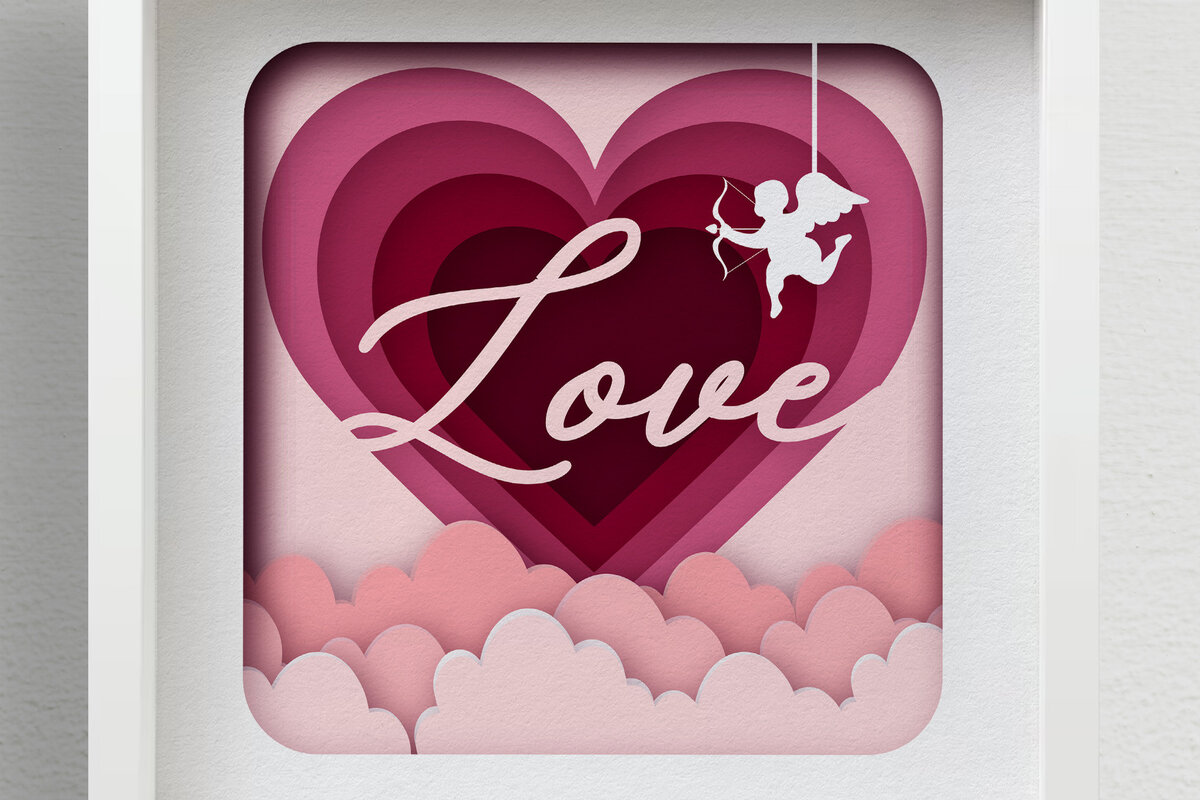 Intra απο ξύλο plywood 3mm-4mm πάχος – Κουτί σκιών για την ημέρα του Αγίου Βαλεντίνου, τρισδιάστατη κοπή χαρτιού Δίασταση  20x20 cm INTRAFABR-57871634