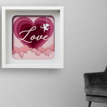 Intra απο ξύλο plywood 3mm-4mm πάχος – Κουτί σκιών για την ημέρα του Αγίου Βαλεντίνου, τρισδιάστατη κοπή χαρτιού Δίασταση  20x20 cm INTRAFABR-57871634 - Image 2