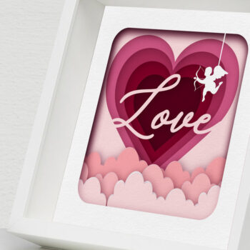 Intra απο ξύλο plywood 3mm-4mm πάχος – Κουτί σκιών για την ημέρα του Αγίου Βαλεντίνου, τρισδιάστατη κοπή χαρτιού Δίασταση  20x20 cm INTRAFABR-57871634 - Image 4