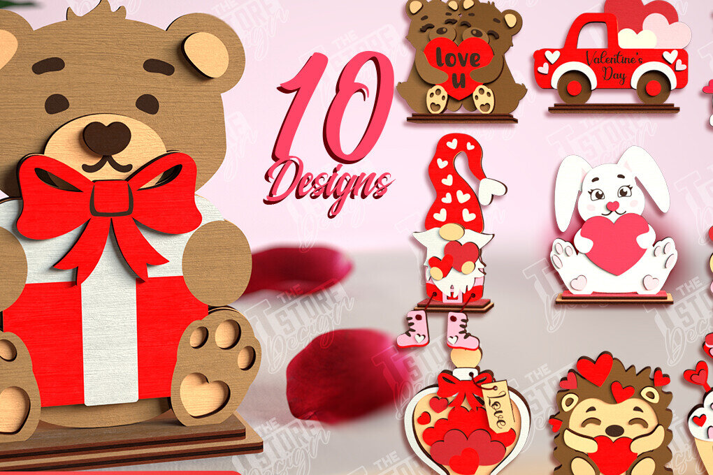 Intra απο ξύλο plywood 3mm-4mm πάχος – Πακέτο με ράφι για την ημέρα του Αγίου Βαλεντίνου Δίασταση  20x20 cm INTRAFABR-110278016