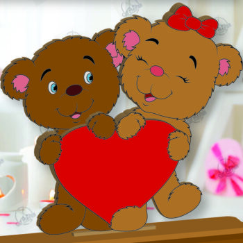 Intra απο ξύλο plywood 3mm-4mm πάχος – Ημέρα του Αγίου Βαλεντίνου ράφι Sitters Cut Laser Δίασταση  20x20 cm INTRAFABR-113465534 - Image 1