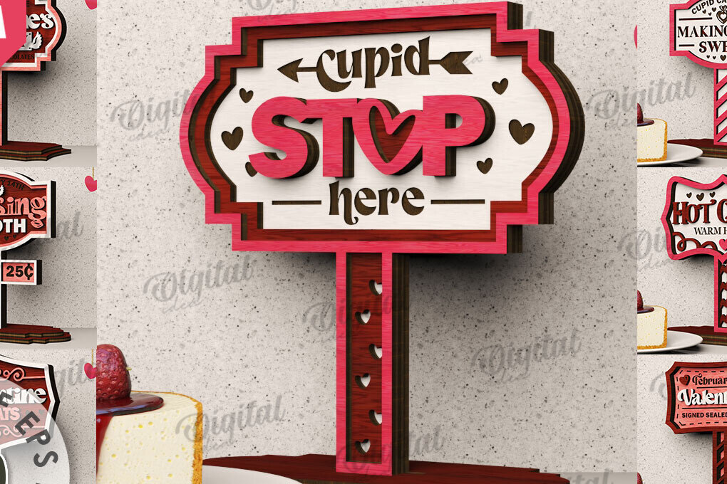 Intra απο ξύλο plywood 3mm-4mm πάχος – Δέσμη κοπής με λέιζερ σημάδια ημέρας του Αγίου Βαλεντίνου Δίασταση  20x20 cm INTRAFABR-111611190