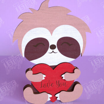 Intra απο ξύλο plywood 3mm-4mm πάχος – Ημέρα του Αγίου Βαλεντίνου Sloth | Ρομαντικό δώρο Δίασταση  20x20 cm INTRAFABR-113528625 - Image 1