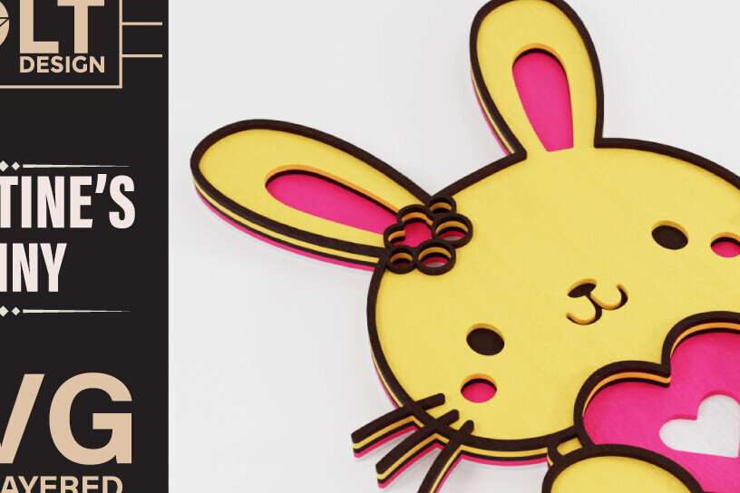 Intra απο ξύλο plywood 3mm-4mm πάχος – Ειδική χειροτεχνία για λαγουδάκι για την ημέρα του Αγίου Βαλεντίνου Δίασταση  20x20 cm INTRAFABR-88402209