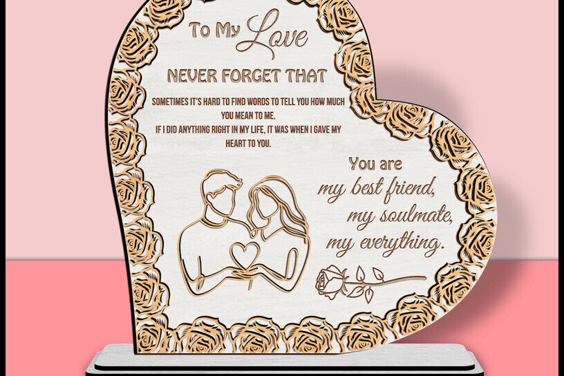 Intra απο ξύλο plywood 3mm-4mm πάχος – Ημέρα του Αγίου Βαλεντίνου Standing Decor Laser Δίασταση  20x20 cm INTRAFABR-121828323