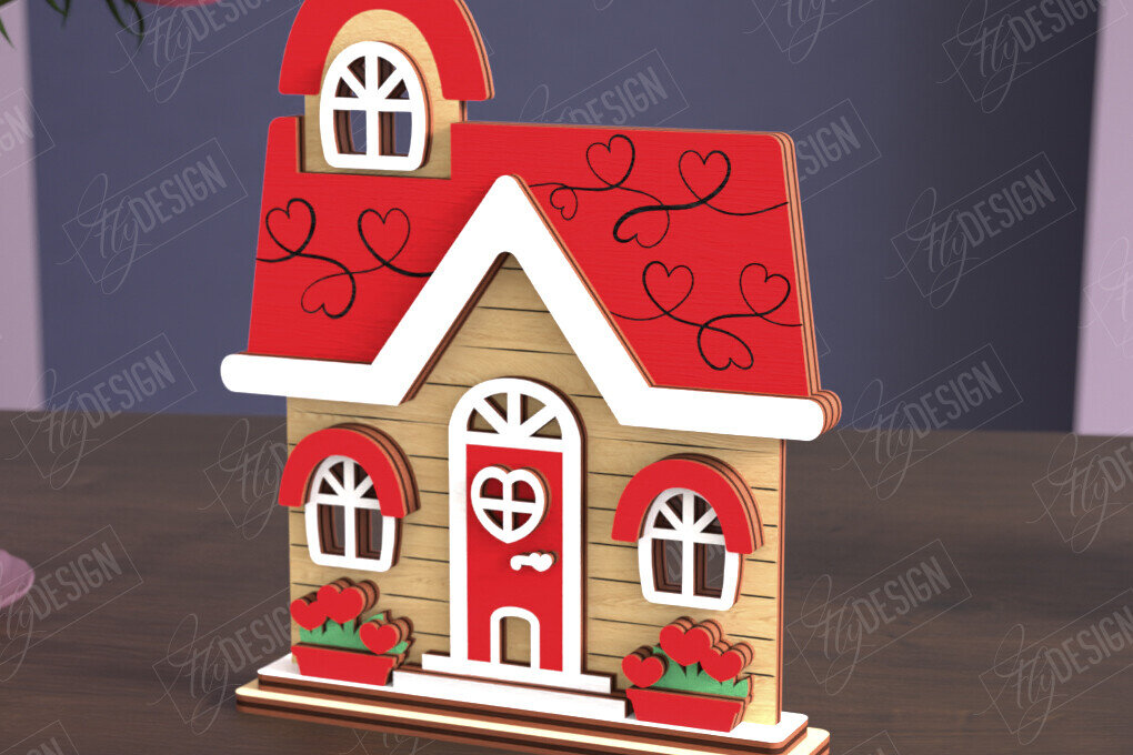 Intra απο ξύλο plywood 3mm-4mm πάχος – Σπίτι για την Ημέρα του Αγίου Βαλεντίνου | Αργία Δίασταση  20x20 cm INTRAFABR-111362493