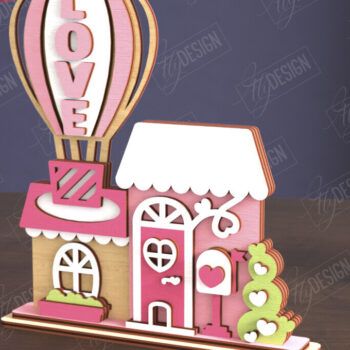 Intra απο ξύλο plywood 3mm-4mm πάχος – Σπίτι για την Ημέρα του Αγίου Βαλεντίνου | Αργία Δίασταση  20x20 cm INTRAFABR-111362475 - Image 1