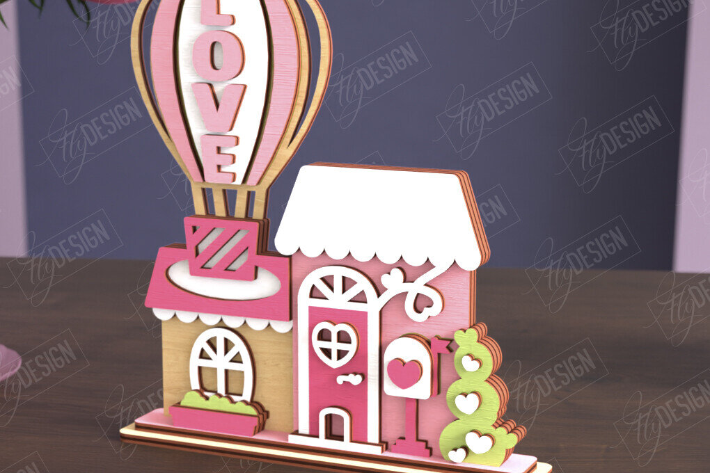 Intra απο ξύλο plywood 3mm-4mm πάχος – Σπίτι για την Ημέρα του Αγίου Βαλεντίνου | Αργία Δίασταση  20x20 cm INTRAFABR-111362475