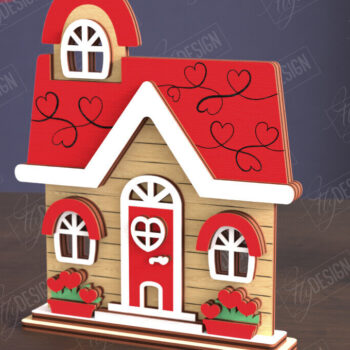 Intra απο ξύλο plywood 3mm-4mm πάχος – Πακέτο Standing Houses για την Ημέρα του Αγίου Βαλεντίνου Δίασταση  20x20 cm INTRAFABR-111362532 - Image 2