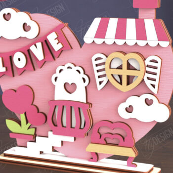 Intra απο ξύλο plywood 3mm-4mm πάχος – Πακέτο Standing Houses για την Ημέρα του Αγίου Βαλεντίνου Δίασταση  20x20 cm INTRAFABR-111362532 - Image 3