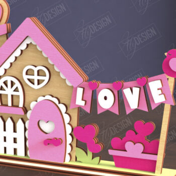 Intra απο ξύλο plywood 3mm-4mm πάχος – Πακέτο Standing Houses για την Ημέρα του Αγίου Βαλεντίνου Δίασταση  20x20 cm INTRAFABR-111362532 - Image 4