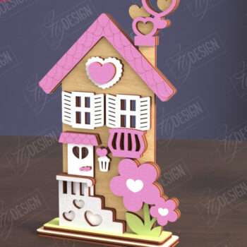 Intra απο ξύλο plywood 3mm-4mm πάχος – Πακέτο Standing Houses για την Ημέρα του Αγίου Βαλεντίνου Δίασταση  20x20 cm INTRAFABR-111362532 - Image 5