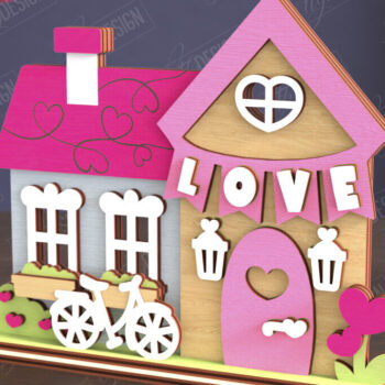 Intra απο ξύλο plywood 3mm-4mm πάχος – Πακέτο Standing Houses για την Ημέρα του Αγίου Βαλεντίνου Δίασταση  20x20 cm INTRAFABR-111362532 - Image 9