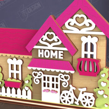 Intra απο ξύλο plywood 3mm-4mm πάχος – Πακέτο Standing Houses για την Ημέρα του Αγίου Βαλεντίνου Δίασταση  20x20 cm INTRAFABR-111362532 - Image 11