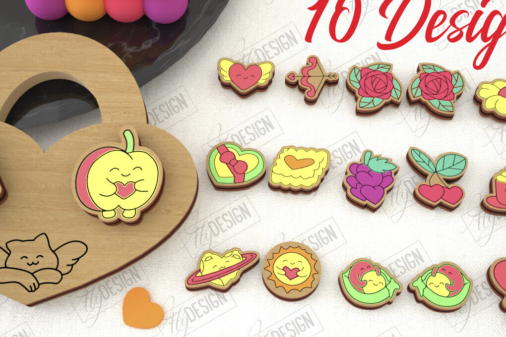 Intra απο ξύλο plywood 3mm-4mm πάχος – Πακέτο με καρφωτά σκουλαρίκια για την ημέρα του Αγίου Βαλεντίνου Δίασταση  5x5 cm INTRAFABR-109033078