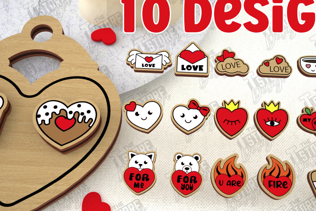 Intra απο ξύλο plywood 3mm-4mm πάχος – Πακέτο με καρφιά σκουλαρίκια για την ημέρα του Αγίου Βαλεντίνου|CNC Δίασταση  5x5 cm INTRAFABR-108901566