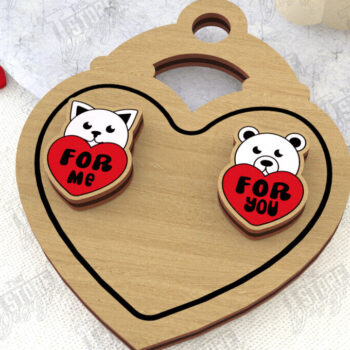 Intra απο ξύλο plywood 3mm-4mm πάχος – Σκουλαρίκια για την Ημέρα του Αγίου Βαλεντίνου |Ιδέα δώρου Δίασταση  5x5 cm INTRAFABR-108901506 - Image 1