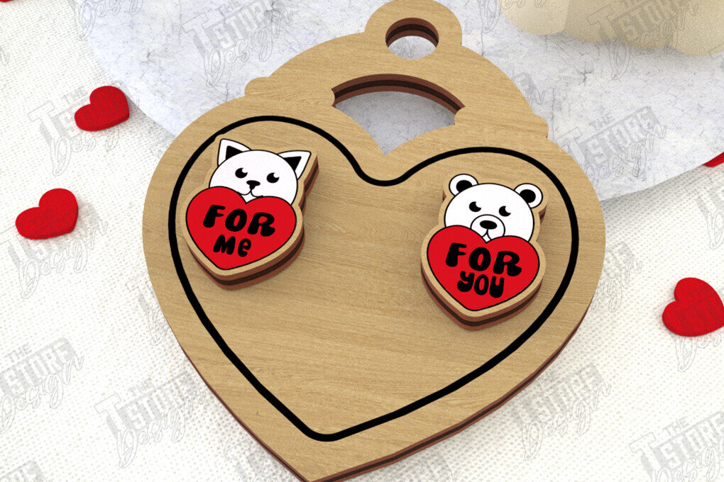 Intra απο ξύλο plywood 3mm-4mm πάχος – Σκουλαρίκια για την Ημέρα του Αγίου Βαλεντίνου |Ιδέα δώρου Δίασταση  5x5 cm INTRAFABR-108901506