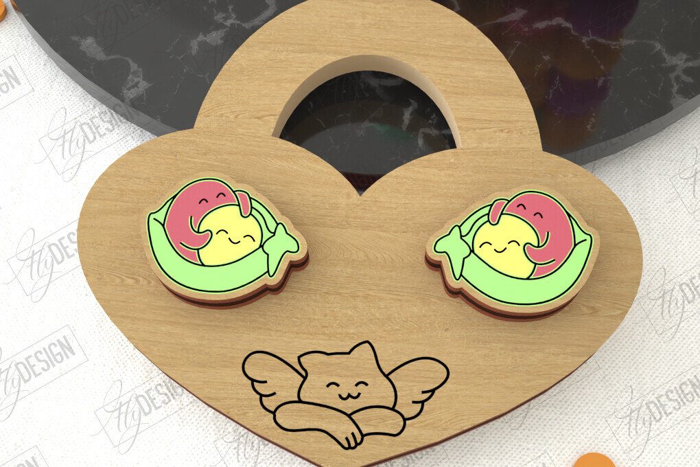 Intra απο ξύλο plywood 3mm-4mm πάχος – Σκουλαρίκια για την Ημέρα του Αγίου Βαλεντίνου |Ιδέα δώρου Δίασταση  5x5 cm INTRAFABR-109032836