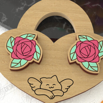 Intra απο ξύλο plywood 3mm-4mm πάχος – Σκουλαρίκια για την Ημέρα του Αγίου Βαλεντίνου |Ιδέα δώρου Δίασταση  5x5 cm INTRAFABR-109032866 - Image 1