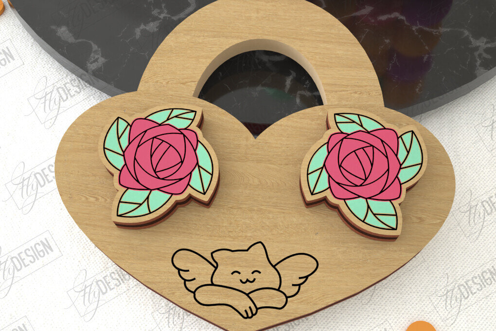 Intra απο ξύλο plywood 3mm-4mm πάχος – Σκουλαρίκια για την Ημέρα του Αγίου Βαλεντίνου |Ιδέα δώρου Δίασταση  5x5 cm INTRAFABR-109032866