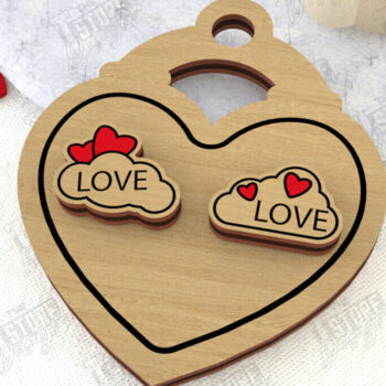 Intra απο ξύλο plywood 3mm-4mm πάχος – Σκουλαρίκια για την Ημέρα του Αγίου Βαλεντίνου |Ιδέα δώρου Δίασταση  5x5 cm INTRAFABR-108901440 - Image 1