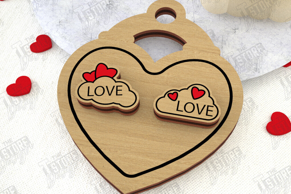 Intra απο ξύλο plywood 3mm-4mm πάχος – Σκουλαρίκια για την Ημέρα του Αγίου Βαλεντίνου |Ιδέα δώρου Δίασταση  5x5 cm INTRAFABR-108901440