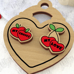 Intra απο ξύλο plywood 3mm-4mm πάχος – Σκουλαρίκια για την Ημέρα του Αγίου Βαλεντίνου |Ιδέα δώρου Δίασταση  5x5 cm INTRAFABR-108901449
