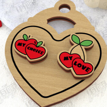 Intra απο ξύλο plywood 3mm-4mm πάχος – Σκουλαρίκια για την Ημέρα του Αγίου Βαλεντίνου |Ιδέα δώρου Δίασταση  5x5 cm INTRAFABR-108901449 - Image 1