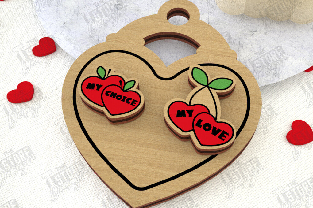 Intra απο ξύλο plywood 3mm-4mm πάχος – Σκουλαρίκια για την Ημέρα του Αγίου Βαλεντίνου |Ιδέα δώρου Δίασταση  5x5 cm INTRAFABR-108901449