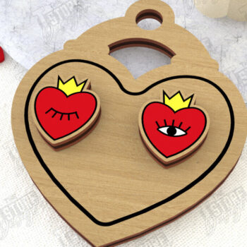 Intra απο ξύλο plywood 3mm-4mm πάχος – Σκουλαρίκια για την Ημέρα του Αγίου Βαλεντίνου |Ιδέα δώρου Δίασταση  5x5 cm INTRAFABR-108901458 - Image 1