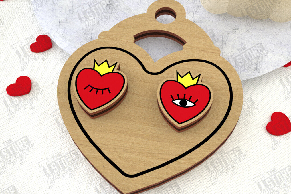 Intra απο ξύλο plywood 3mm-4mm πάχος – Σκουλαρίκια για την Ημέρα του Αγίου Βαλεντίνου |Ιδέα δώρου Δίασταση  5x5 cm INTRAFABR-108901458