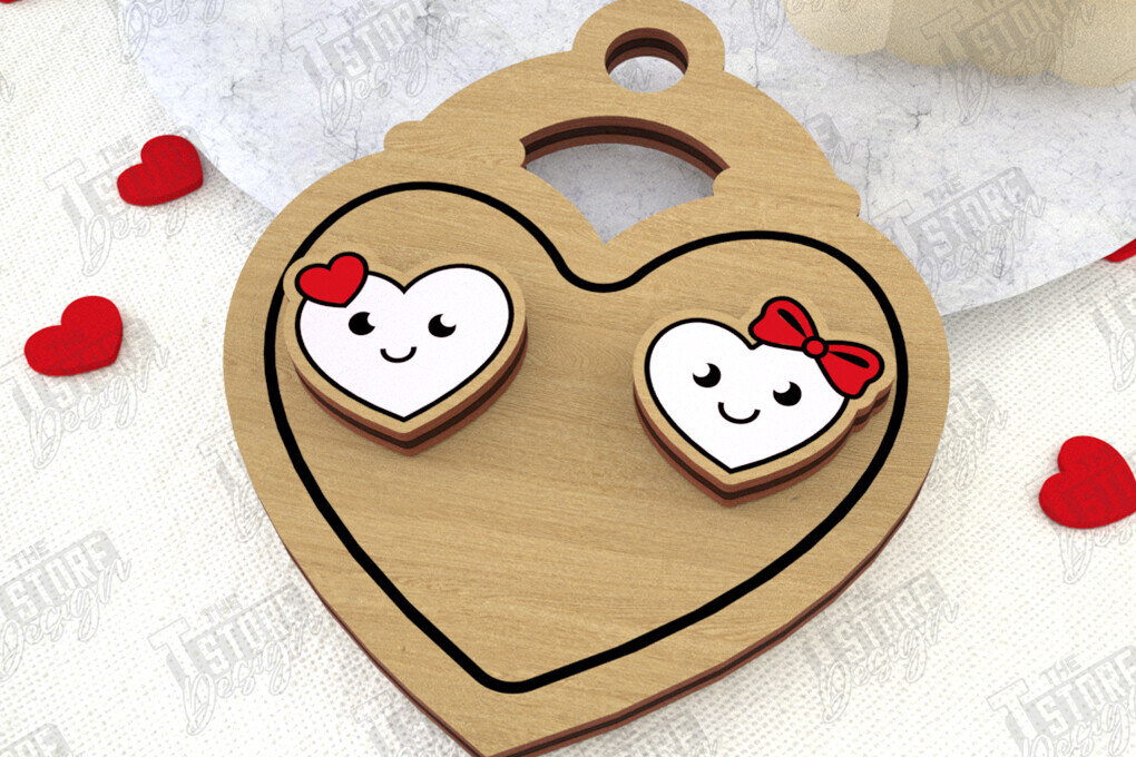 Intra απο ξύλο plywood 3mm-4mm πάχος – Σκουλαρίκια για την Ημέρα του Αγίου Βαλεντίνου |Ιδέα δώρου Δίασταση  5x5 cm INTRAFABR-108901479