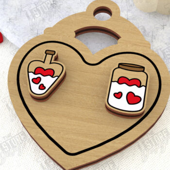 Intra απο ξύλο plywood 3mm-4mm πάχος – Σκουλαρίκια για την Ημέρα του Αγίου Βαλεντίνου |Ιδέα δώρου Δίασταση  5x5 cm INTRAFABR-108901489 - Image 1