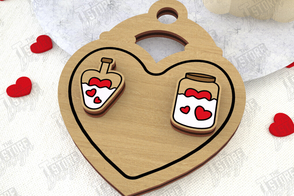 Intra απο ξύλο plywood 3mm-4mm πάχος – Σκουλαρίκια για την Ημέρα του Αγίου Βαλεντίνου |Ιδέα δώρου Δίασταση  5x5 cm INTRAFABR-108901489