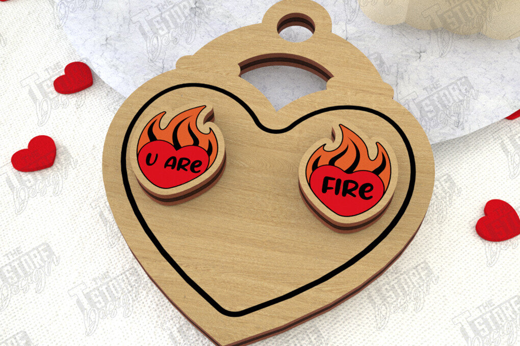 Intra απο ξύλο plywood 3mm-4mm πάχος – Σκουλαρίκια για την Ημέρα του Αγίου Βαλεντίνου |Ιδέα δώρου Δίασταση  5x5 cm INTRAFABR-108901497