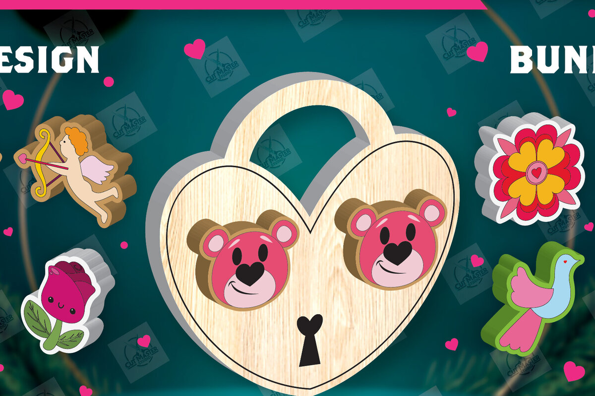 Intra απο ξύλο plywood 3mm-4mm πάχος – Πακέτο με καρφιά σκουλαρίκια για την ημέρα του Αγίου Βαλεντίνου Δίασταση  5x5 cm INTRAFABR-112932697