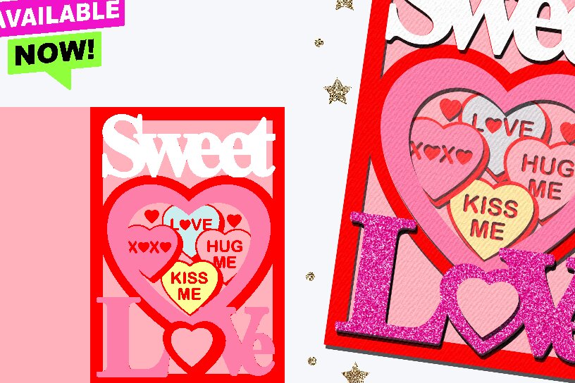 Intra απο ξύλο plywood 3mm-4mm πάχος – Κάρτα γλυκών καρδιών για την ημέρα του Αγίου Βαλεντίνου Δίασταση  20x20 cm INTRAFABR-88610396