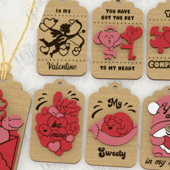 Intra απο ξύλο plywood 3mm-4mm πάχος – Πακέτο ετικετών του Αγίου Βαλεντίνου | Ετικέτες δώρων Δίασταση  20x20 cm INTRAFABR-111310655 - Image 1