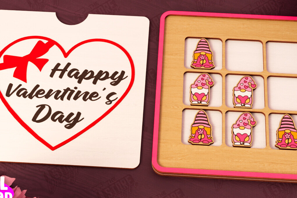 Intra απο ξύλο plywood 3mm-4mm πάχος – Ημέρα του Αγίου Βαλεντίνου Tic Tac Toe | Επιτραπέζιο παιχνίδι Δίασταση  20x20 cm INTRAFABR-110838170