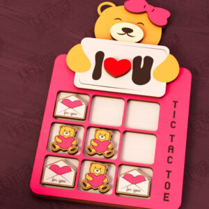 Intra απο ξύλο plywood 3mm-4mm πάχος – Ημέρα του Αγίου Βαλεντίνου Tic Tac Toe | Επιτραπέζιο παιχνίδι Δίασταση  20x20 cm INTRAFABR-110838112