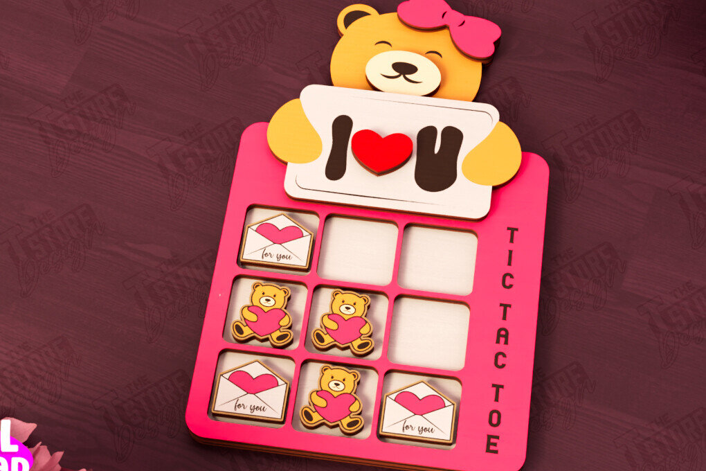 Intra απο ξύλο plywood 3mm-4mm πάχος – Ημέρα του Αγίου Βαλεντίνου Tic Tac Toe | Επιτραπέζιο παιχνίδι Δίασταση  20x20 cm INTRAFABR-110838112