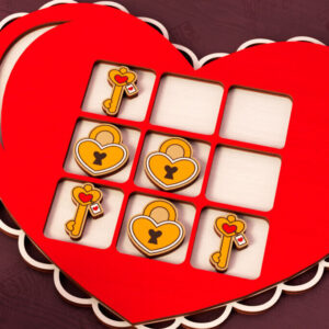 Intra απο ξύλο plywood 3mm-4mm πάχος – Ημέρα του Αγίου Βαλεντίνου Tic Tac Toe | Επιτραπέζιο παιχνίδι Δίασταση  20x20 cm INTRAFABR-110838129