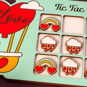 Intra απο ξύλο plywood 3mm-4mm πάχος – Ημέρα του Αγίου Βαλεντίνου Tic Tac Toe | Επιτραπέζιο παιχνίδι Δίασταση  20x20 cm INTRAFABR-110838136