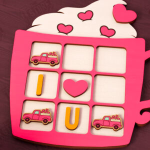 Intra απο ξύλο plywood 3mm-4mm πάχος – Ημέρα του Αγίου Βαλεντίνου Tic Tac Toe | Επιτραπέζιο παιχνίδι Δίασταση  20x20 cm INTRAFABR-110838142