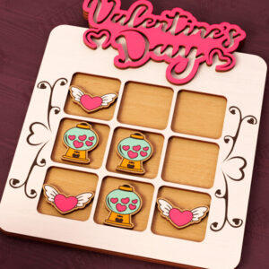 Intra απο ξύλο plywood 3mm-4mm πάχος – Ημέρα του Αγίου Βαλεντίνου Tic Tac Toe | Επιτραπέζιο παιχνίδι Δίασταση  20x20 cm INTRAFABR-110838147