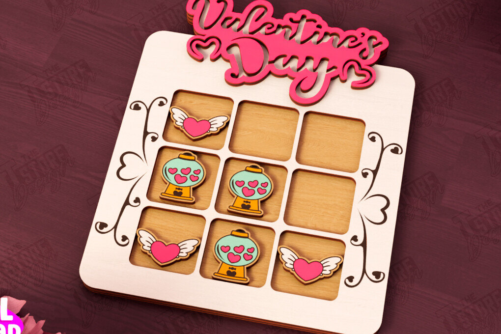 Intra απο ξύλο plywood 3mm-4mm πάχος – Ημέρα του Αγίου Βαλεντίνου Tic Tac Toe | Επιτραπέζιο παιχνίδι Δίασταση  20x20 cm INTRAFABR-110838147