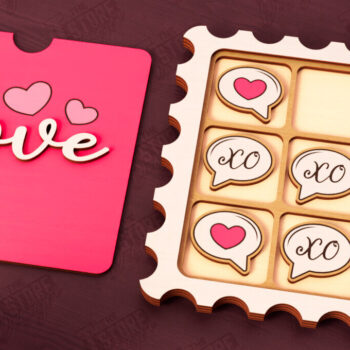 Intra απο ξύλο plywood 3mm-4mm πάχος – Ημέρα του Αγίου Βαλεντίνου Tic Tac Toe | Επιτραπέζιο παιχνίδι Δίασταση 20x20 cm INTRAFABR-110838152 - Image 1